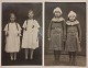 To ubrugte 
postkort: 
Portræt af to 
søstre med 
lange 
fletninger. I 
god stand