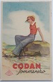 Ubrugt reklame 
postkort: Codan 
Sommersko. 
Tegnet af   
Gerda Ploug 
Sarp. Ung 
kvinde poserer 
på ...