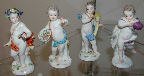4 Meissen Tysk Porcelæns figurer "De 4 årstider"