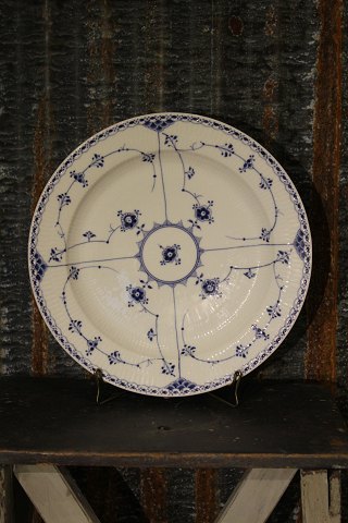 Old  porcelain dish from Royal Copenhagen , blue fluted , half lace, dia: 33cm. 
Factory 3st quality.