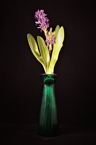 Gammelt hyacintglas i grøn farve....SOLGT !