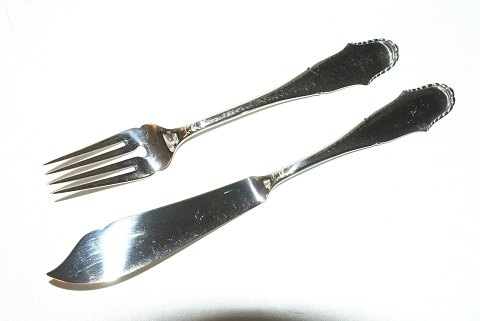 Christiansborg Fish cutlery, silverFishing fork 17.5 cm.Fishing knife 20.5 cm.