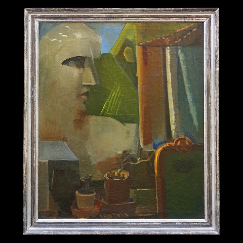 Ebba Carstensen, 1885-1967, Öl auf Leinen. 
Stilleben mit Venusbuste. Signiert und datiert 
1934. Lichtmasse: 78x65cm. Mit Rahmen: 89x76cm