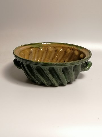 19th century green glazed pudding shape