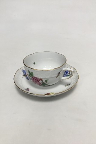 Herend Porcelæn håndmalet kaffe- og underkop med sommerfugle, insekter og blomst