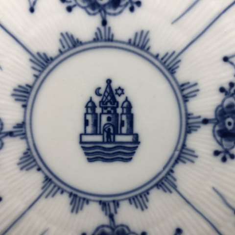Blue Fluted Plain lunch plate with logo