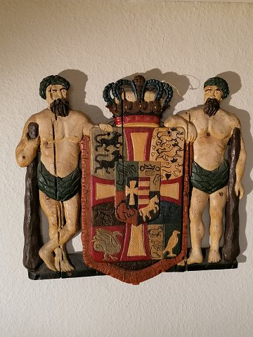 Danish National Arms of painted wood