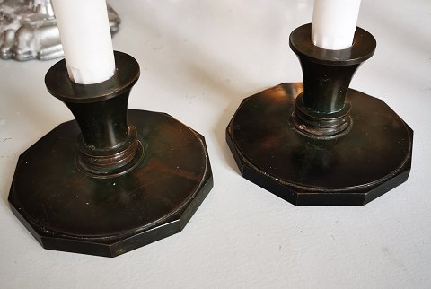 Pair of Just Andersen candlesticks in bronze