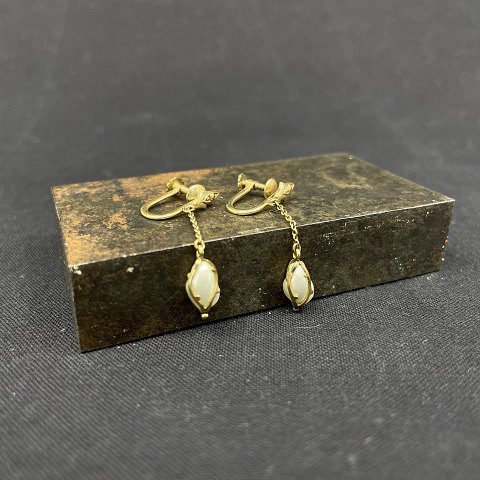 A pair of earrings with pearls