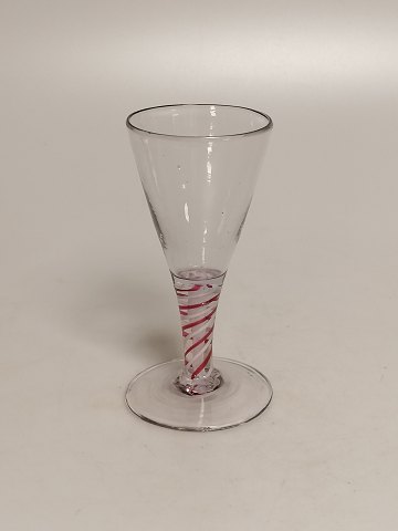 English wine glass with red spiral 18th century.