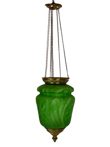 Pendant of dark green opaline glass manufactured by Funen