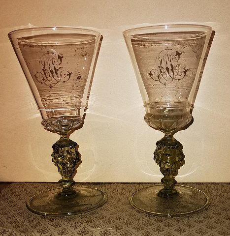 Richly decorated wine glasses c. 1900