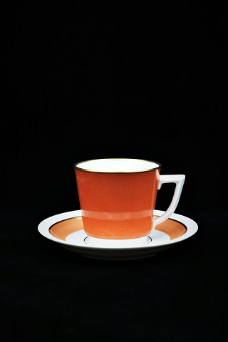 Royal Copenhagen Bernstorff, mocha cup with saucer in terracotta red.
Cup H:5,5 cm. 
Cup Dia.:6cm.
