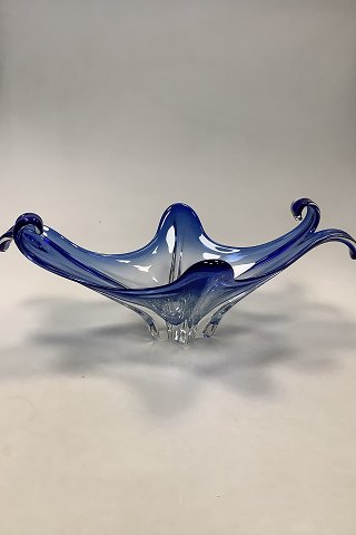 Stor Blå Murano Kunstglas Skål Italien