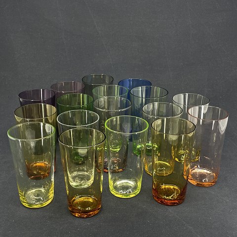 Set of 17 colored soda glasses from Holmegaard
