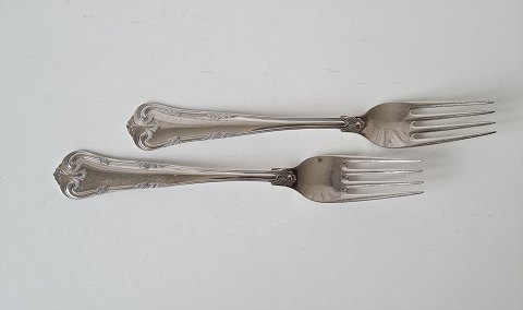 Herregård dinner fork in silver 19 cm.