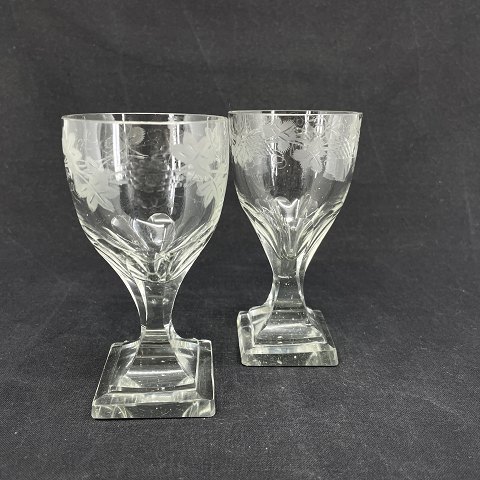 A couple of finely ground English wine glasses