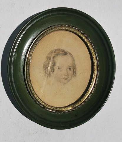 Drawing of girl in frame c. 1840-60