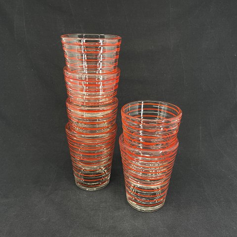 A set of 6 Broksø glasses with a red stripe