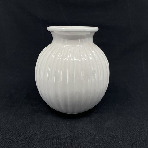 Round white fluted vase from L. Hjorth