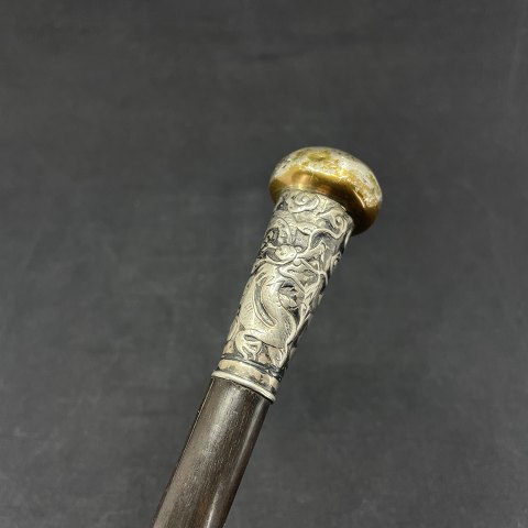 Chinese cane with silver handle