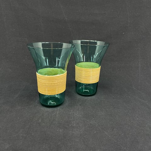 Set of Green series glasses with bast