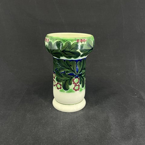 Unusual Aluminia vase with green leaves