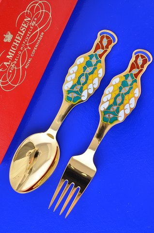 A Michelsen Christmas spoon and Christmas fork 1996