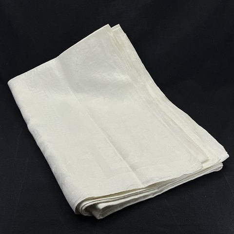 Small white damask tablecloth, 150x140 cm.