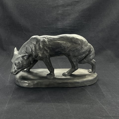 Sjælden sort L. Hjorth figur af ulv