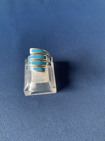 Silver ring with turquoise
Stamped. 925S
Size 57
