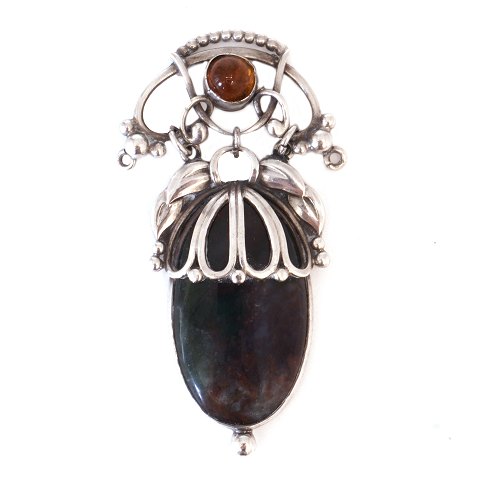 Early Kay Bojesen silver pendant dated 1918. Size: 
6,2x3,3cm