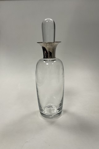 Holmegaard Karaffel i klart glas med sølv hals
