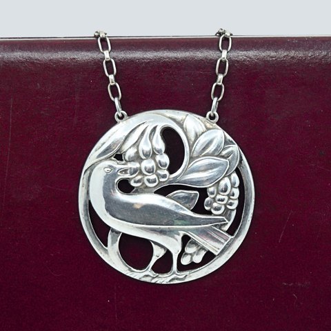 Georg Jensen; A necklace of sterling silver, bird, #98