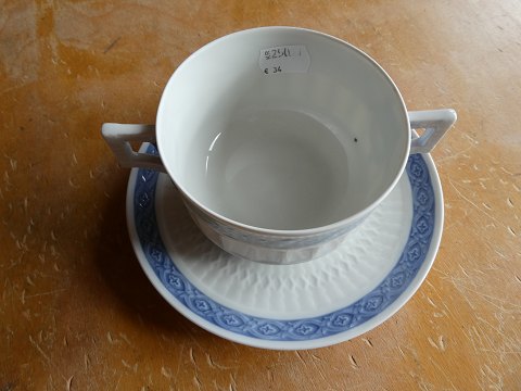 Fächer blau dänisch Geschirr, Set grosse Bouillontasse mit Untertasse