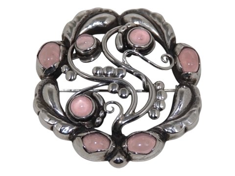 Georg Jensen sølv
Broche med lyserøde rosakvarts