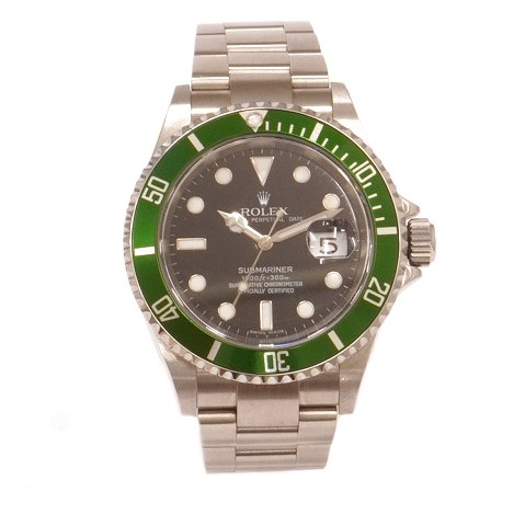 Rolex Kermit. Rolex Submariner 16610LV Kermit 
solgt fra tysk AD april 2006. Leveres med box og 
papirer. D:40mm