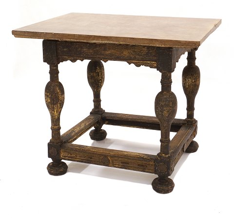 Danish black painted stone top Baroque table. 
Denmark circa 1750. H: 86cm. Top: 79x100cm