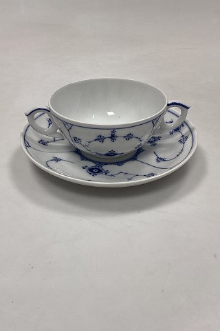 Royal Copenhagen Musselmalet Riflet Bouillon Kop med underkop No. 344