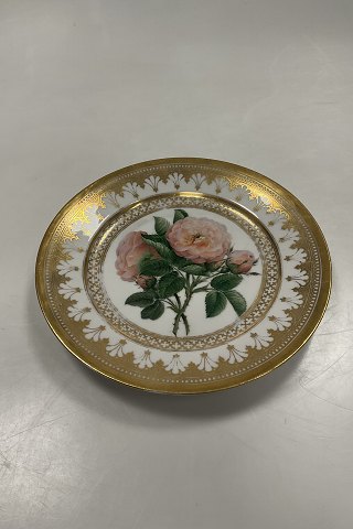 Royal Copenhagen Antique Plate with Flower Motif and gold. Signed by Christian  Klein from 1820-1850