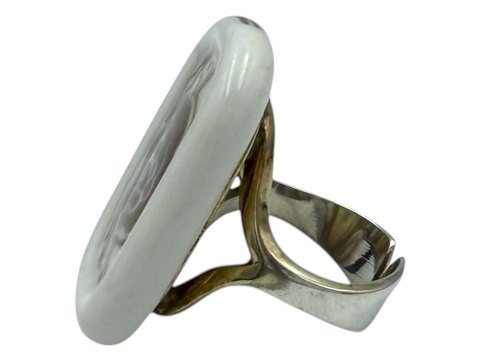 Royal CopenhagenSterling silver ring with modern porcelain - Size variabel