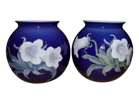 Bing & Grondahl, Two Art Nouveau dark blue vases by Marie Smith