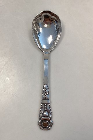 Grann og Laglye Silver Ornamental Serving Spoon with Amber