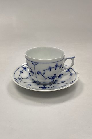 Bing og Grøndahl Blålmalet / Musselmalet Riflet Kaffekop og underkop