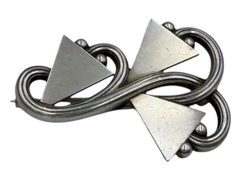 Georg Jensen sølvArt Deco broche med geometrisk design