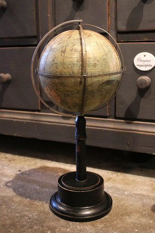 Old, decorative small globe with a really nice patina on a wooden base...