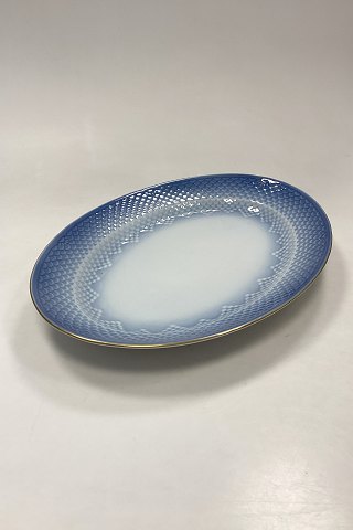 Bing og Grøndahl Blå Tone med guld Ovalt Serveringsfad No. 15/315
