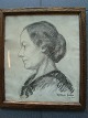 Hjalmar Jensen 
(1896-1921):
Smukt portræt 
af kvinde i 
profil 1919.
Antagelig 
kunstnerens ...