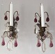 Franske 
lampetter med 
de skønneste 
lilla og klare 
prismer, fra 
midten af 
1800tallet.
længde 29cm.