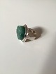 Bent Knudsen 
Sterling Silver 
ring with green 
stone. Ring 
Size 62 / US 
10. Weighs 23.6 
g / 0.83 ...